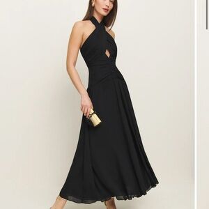 Reformation Black Halter Maxi Dress